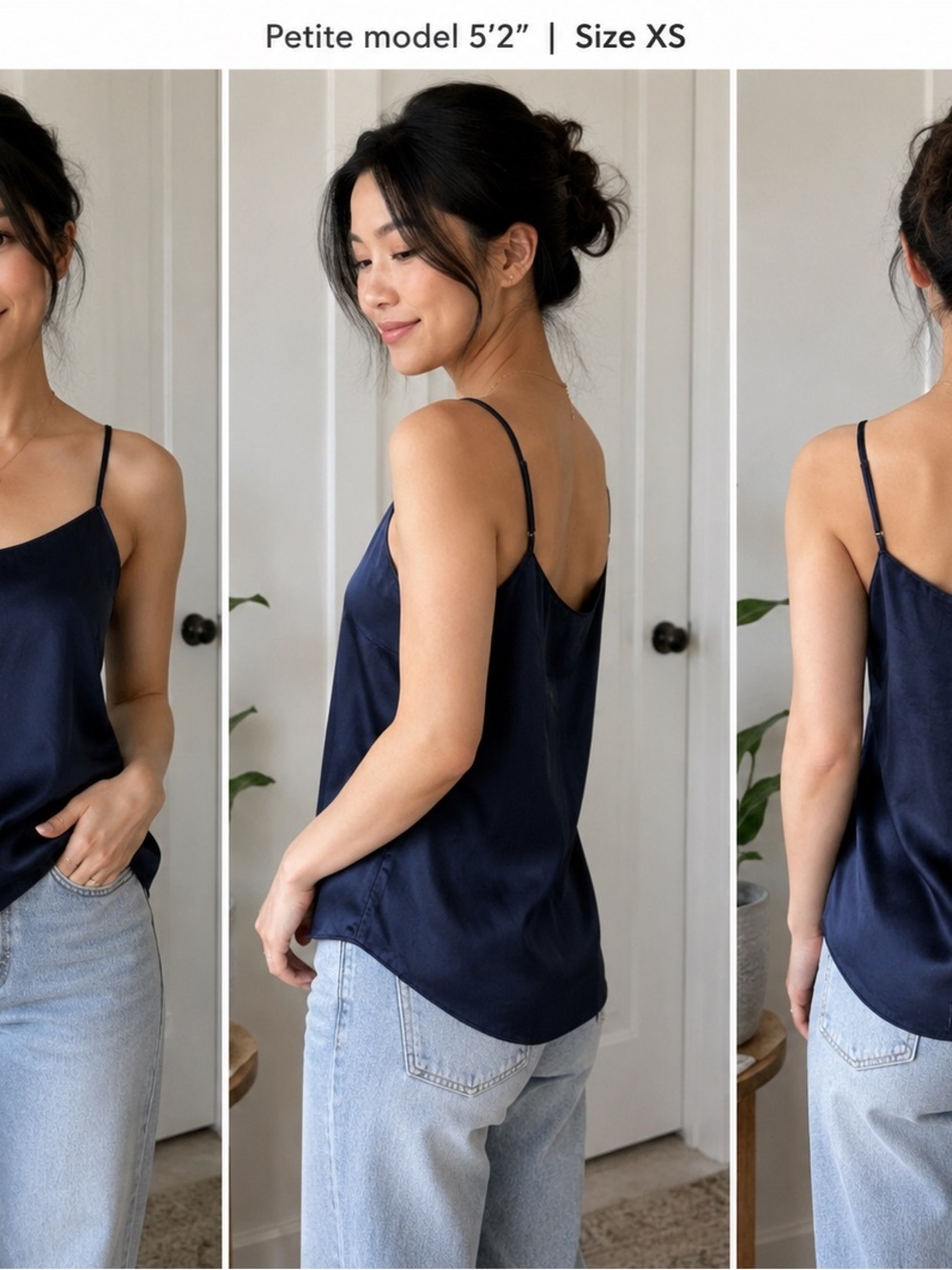 Babaton Aritzia Navy Blue Satin Acetate Camisole Tank Top SZ XS Quiet Luxury